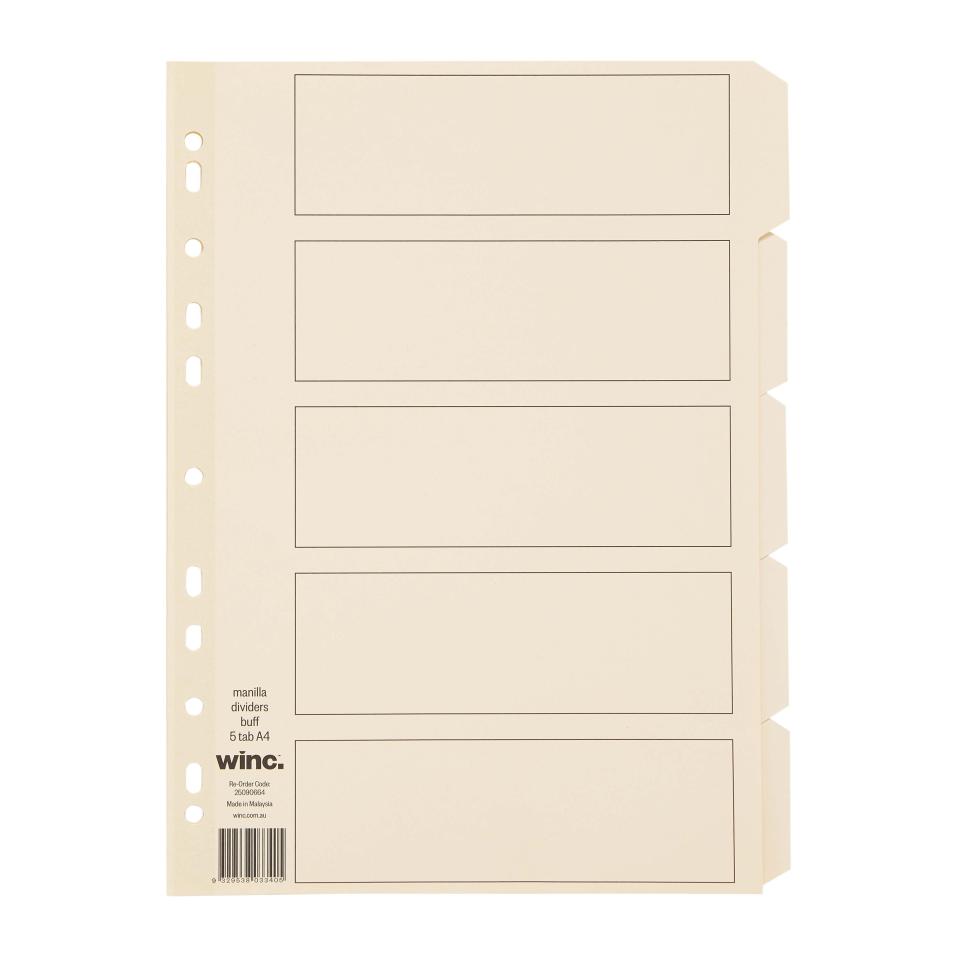 Winc Winc Dividers A4 Manilla Buff 5 Tab | Winc