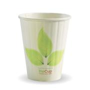 Biopak Biocup Double Wall 12Oz/390ml White Leaf Design Carton 1000