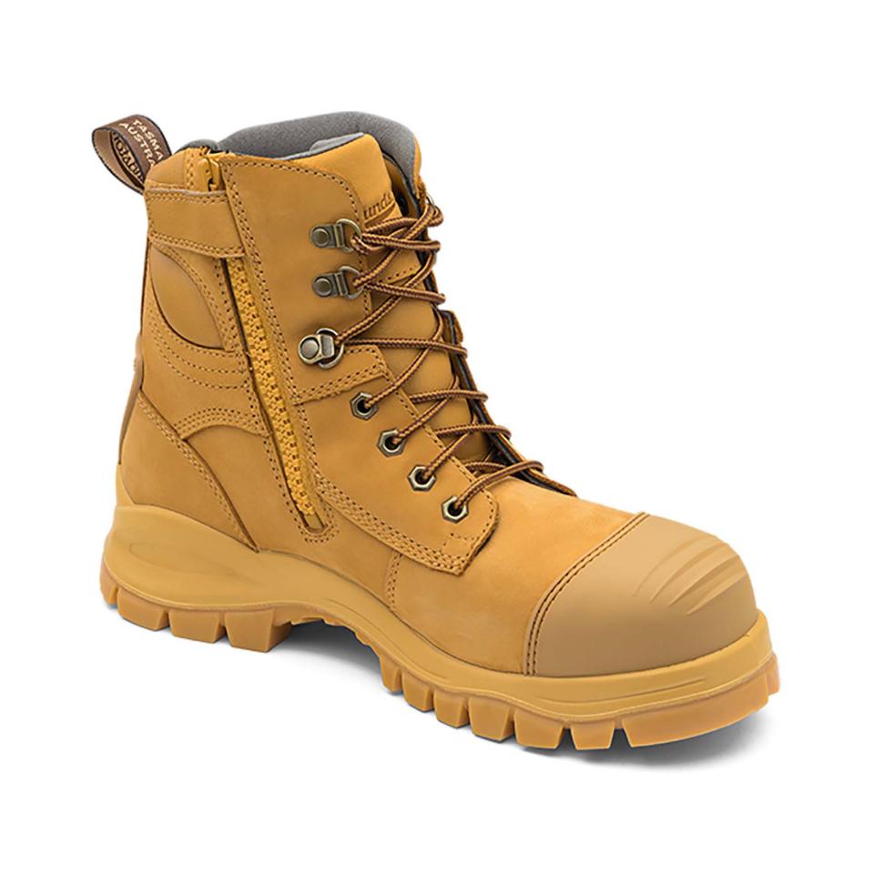 Blundstone 992 Lace Up/Zip Safety Boot Rubber Sole Wheat | Winc