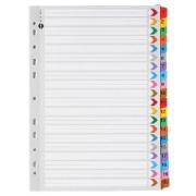 Marbig Dividers Manilla Plastic Coloured Tab A4 White Numbered 20 Tab