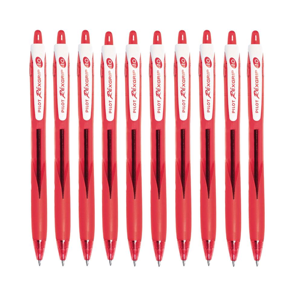 Pilot Begreen Rexgrip Retractable Ballpoint Pen Medium 1.0mm Red Pack 10