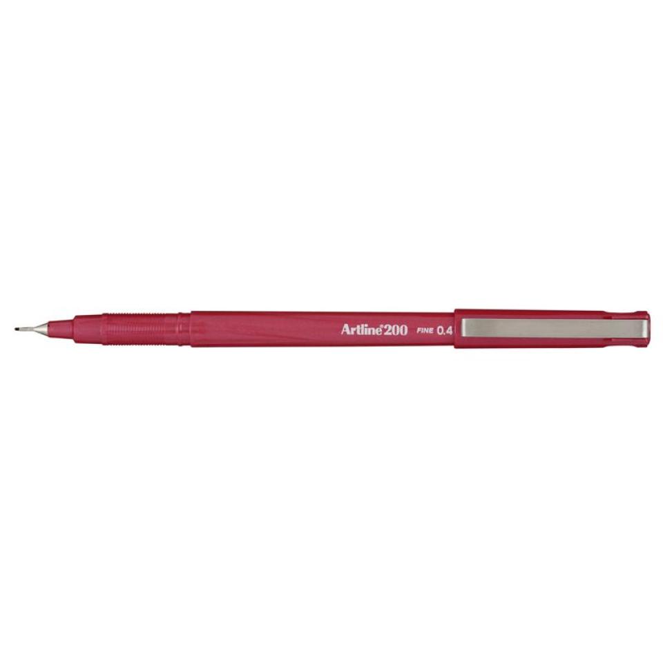 Artline 200 Fineline Pen 0.4mm Bright Red Box 12 | Winc