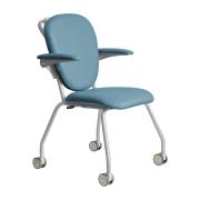 Dal Slide N Dine Dual Brake Mobility Armchair PU Seat White Frame Dal Clipper EPU Light Blue