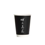 Truly Eco Double Wall Coffee Cup Black 8oz with 80mm Rim Pack 25