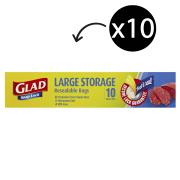 Glad FSSL10/12C Snap Lock Reusable Bag Large Pack 10