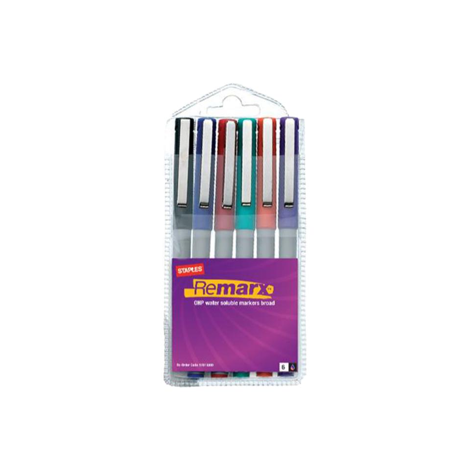 Staples Marker Ohp Water Soluble Medium Set 6