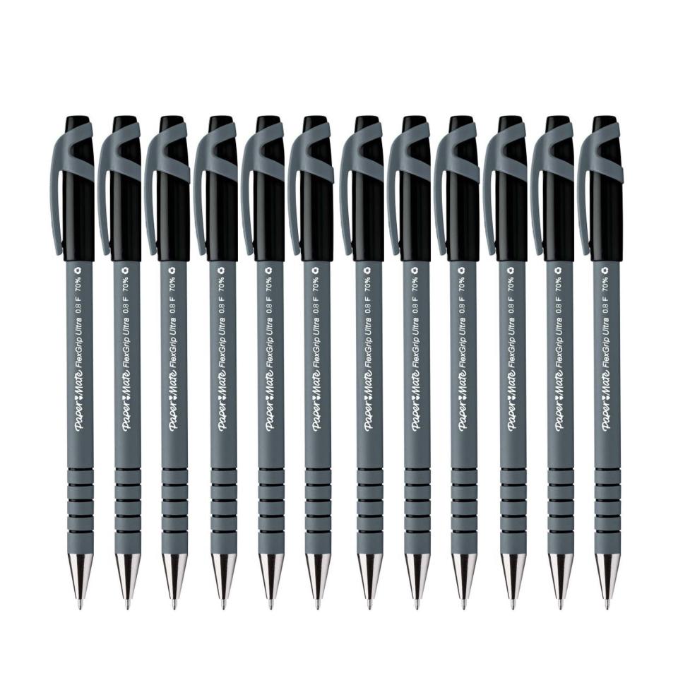 PaperMate Flexgrip Ultra Capped Ballpoint Pen Fine 0.8mm Black Box 12
