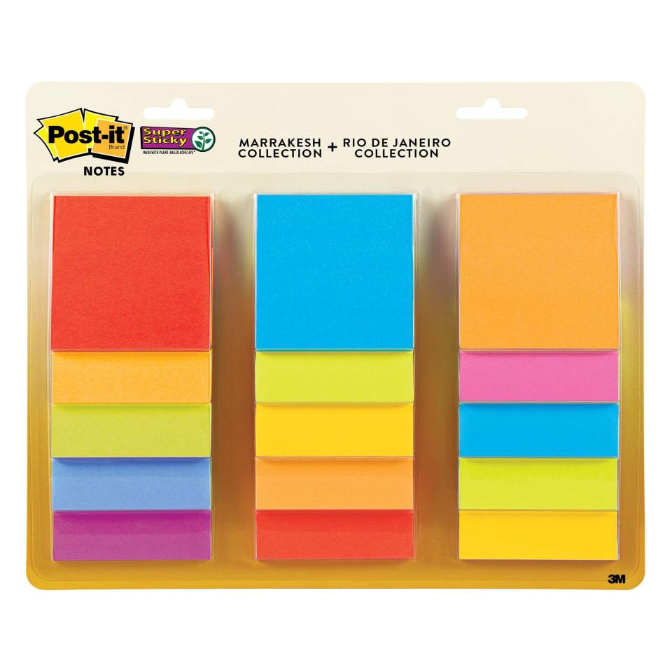 Post-It Super Sticky Notes Waterfall Assorted Colours 76 x 76mm Pack 15