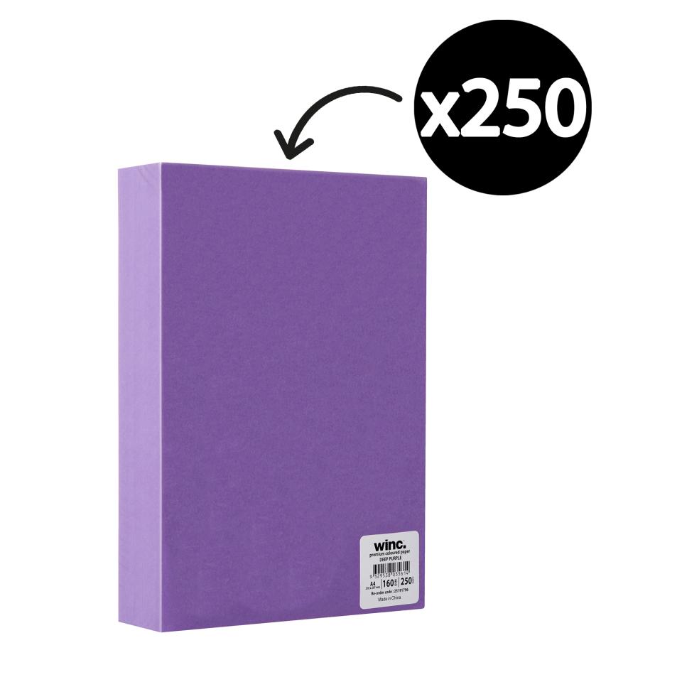Winc Premium Coloured Cover Paper A4 160gsm Deep Purple Pack 250