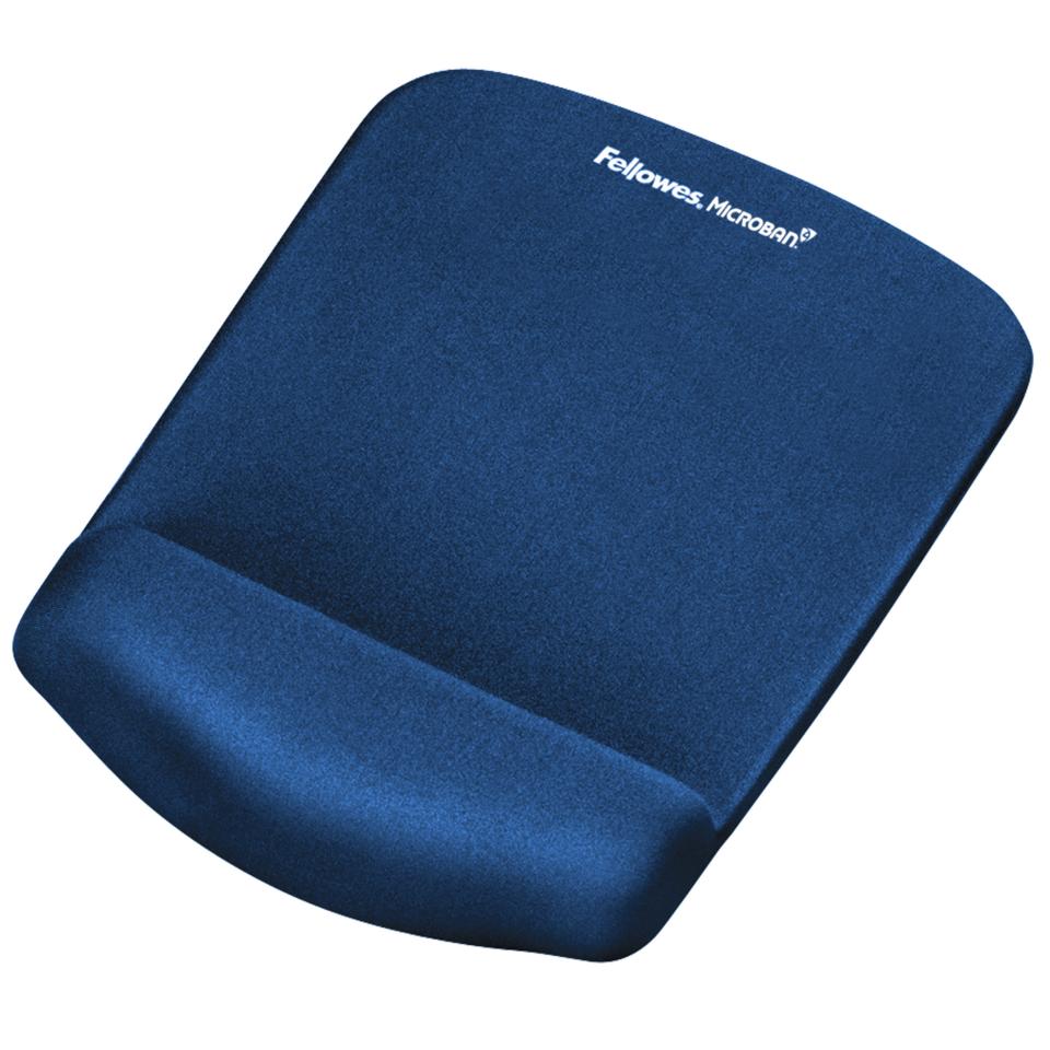 Fellowes PlushTouch Mouse Pad Wrist Rest With Microban Protection Blue