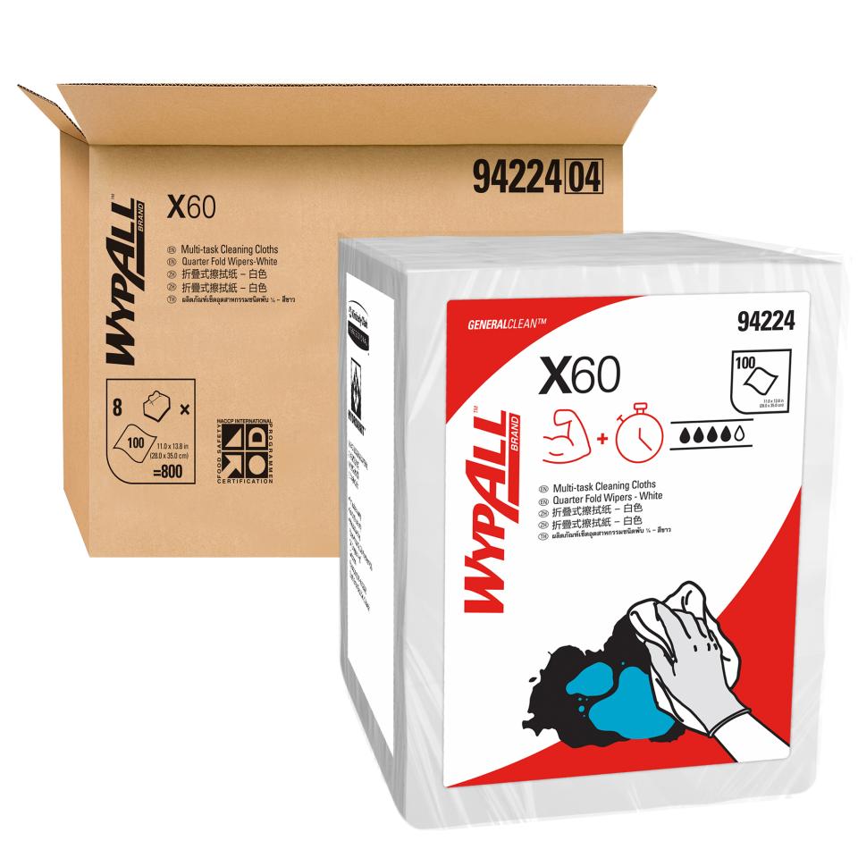 Wypall 94224 X60 Single Sheet Cleaning Wipes White Pack 100 Carton 8