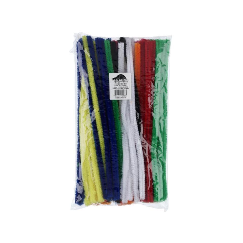 Jasart Chenille Pipe Cleaners Assorted Colours 1.2 X 30cm Bag 100 | Winc