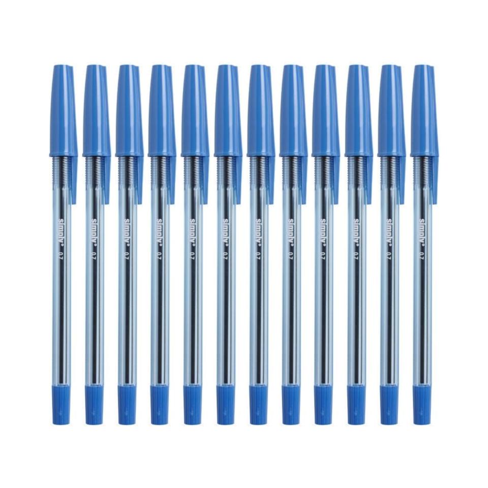 Simply Tinted Stick Ballpoint Pen Fine 0.7mm Blue Box 12 | Winc