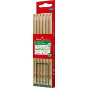 Faber-Castell Naturals Graphite Lead Pencils HB With Eraser Tip Pack 6