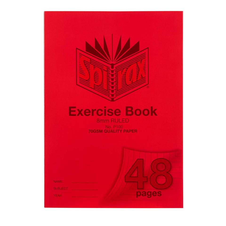 Spirax P100 Exercise Book A4 8mm Red Margin 70gsm 48 Pages Image