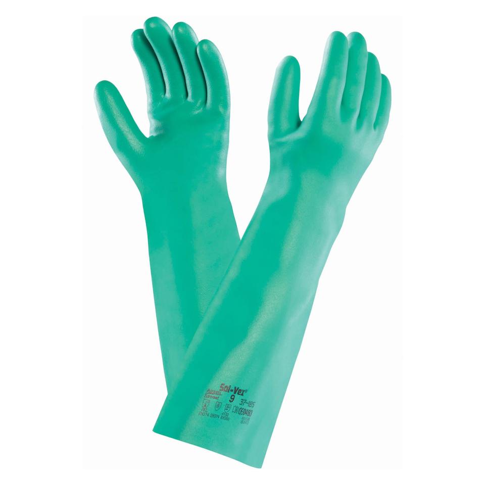 Ansell AlphaTec Solvex 37-185 Nitrile Gauntlet Glove 45cm Green Size 11 Pair