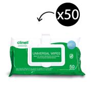 Clinell Universal Wipes Clip Pack 50 Sheets