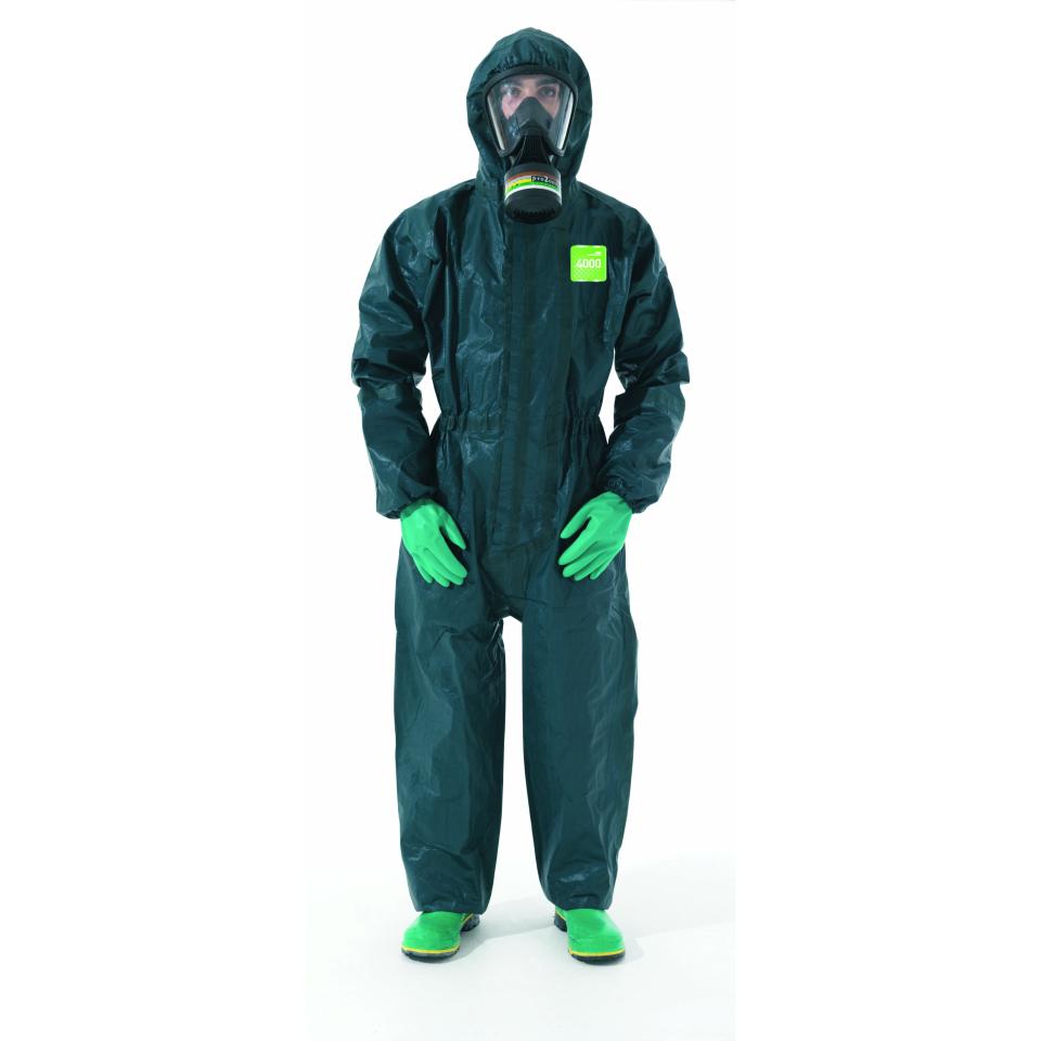 Alphatec 4000 Coverall With Hood Laminate Fabric and Taped Seams Green Large