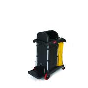 Rubbermaid Commercial Janitorial Cleaning Cart with Doors and Hood High Security Black