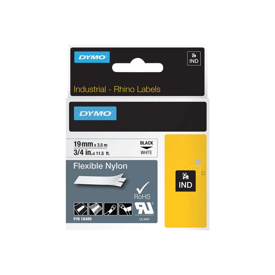 DYMO Industrial Tape Flexible Nylon 19mm White