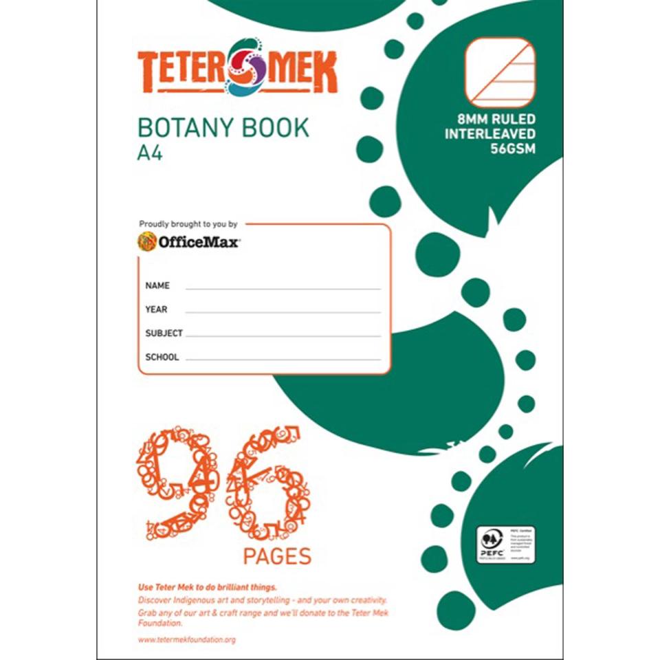 Teter Mek A4 Botany Book 8mm Ruled Interleaved 56GSM 96 Pages Image