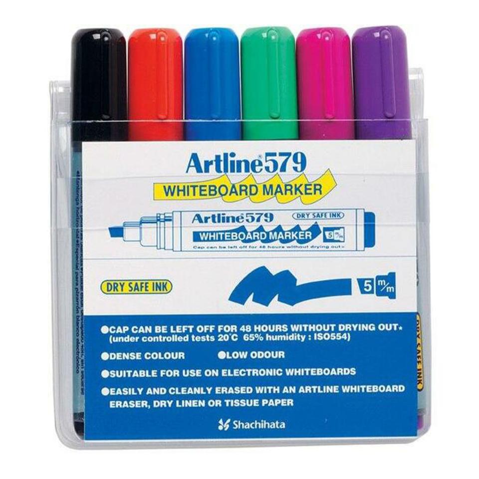 J.Burrows Whiteboard Markers Chisel Pastel 6 Pack
