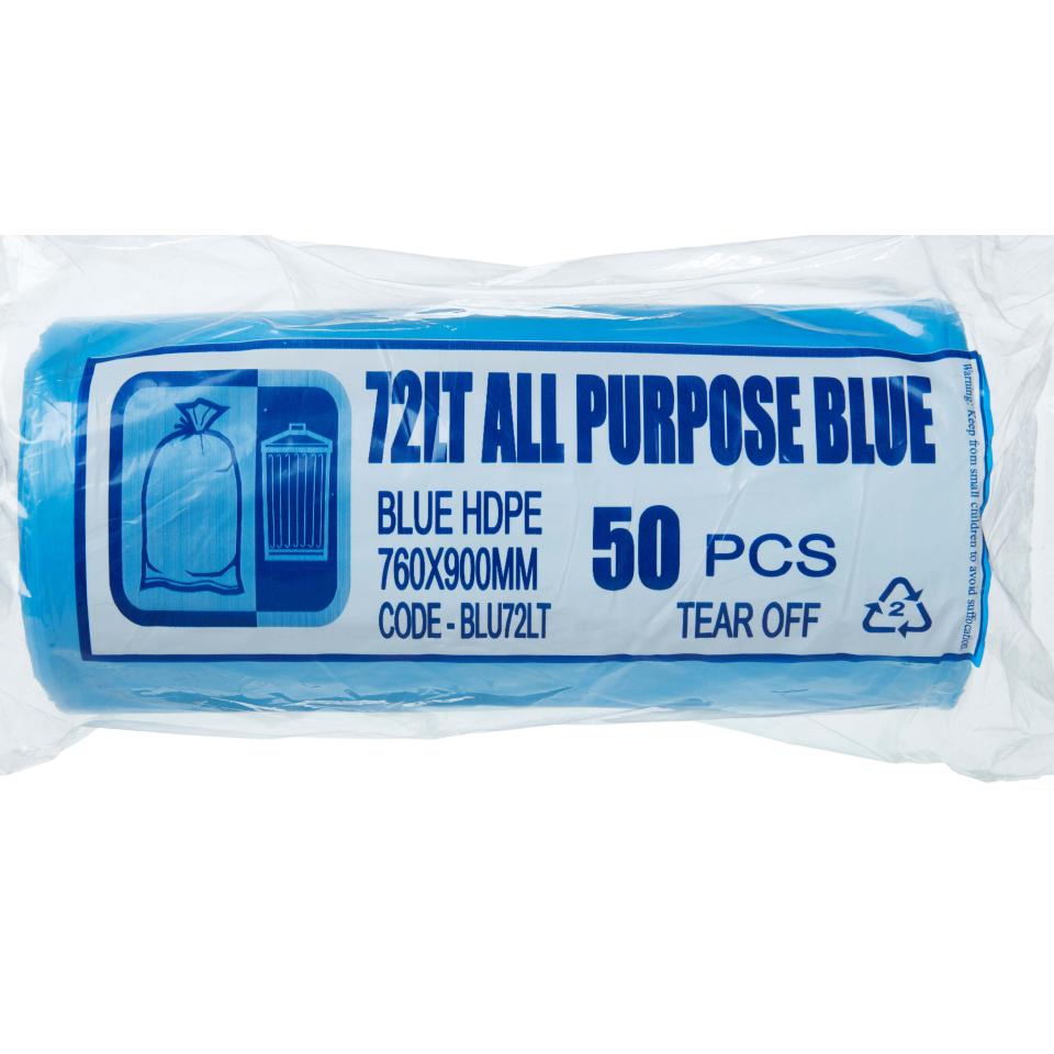 Austar Bin Liners All Purpose 72 Litre Blue Roll 50 Carton 500
