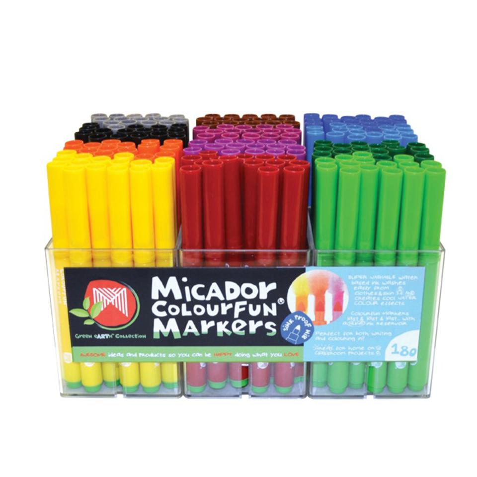 Micador Colourfun Coloured Markers Class Assorted Tub 180 Winc