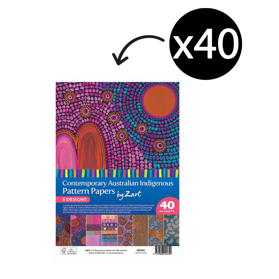 Zart Pattern Paper Contemporary Australian Indigenous A4 Pack 40