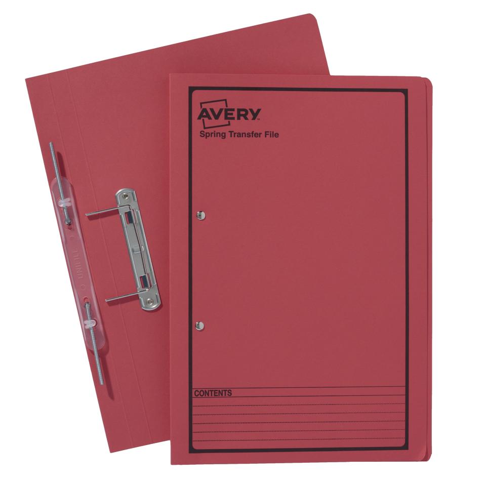 Avery Spring Transfer File Red with Black Print Foolscap 355 x 241mm