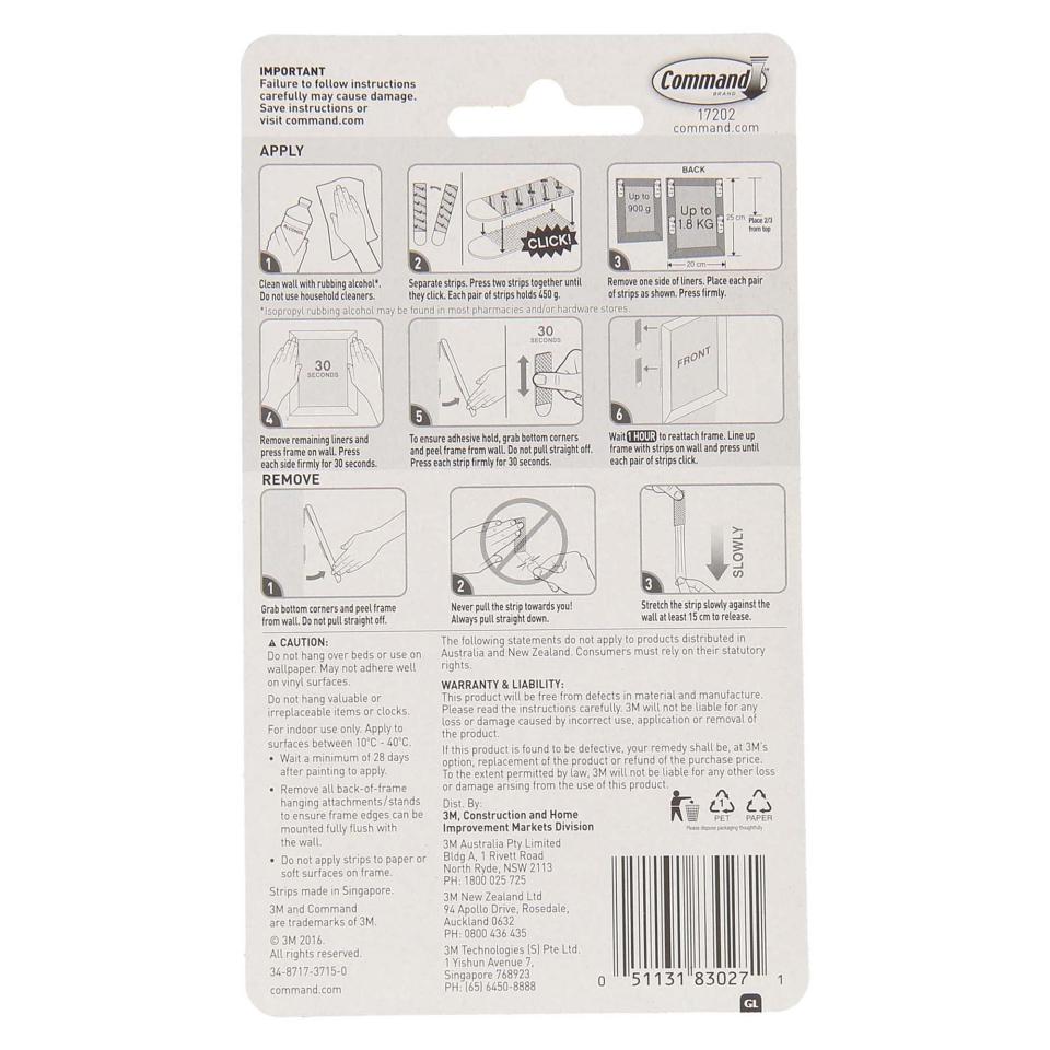 Command 17202 Small Picture Hanging Strips Pack 4 | Winc