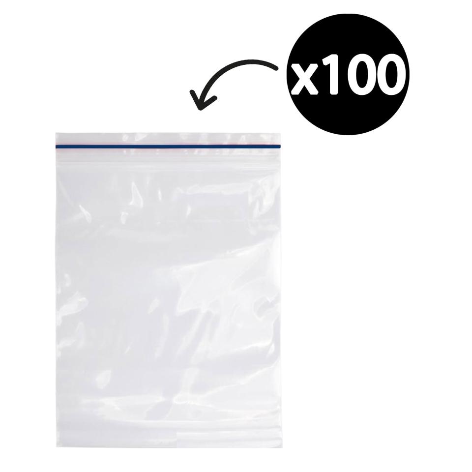 Austar Press Seal Bag Blue Stripe 150 x 230mm 50um Pack 100