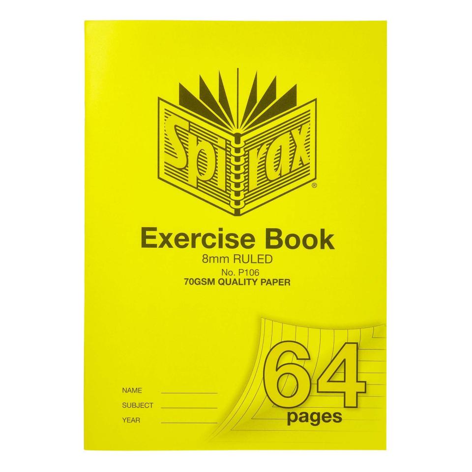 Spirax P106 Exercise Book A4 8mm Red Margin 70gsm 64 Pages Image