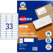 Avery J8157 Address Labels with Quick Peel for Inkjet Printers 64 x 24.3mm 1650 Labels 