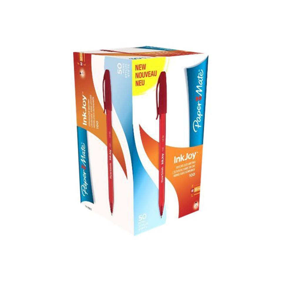 PaperMate Inkjoy 100 Ballpoint Pen Medium 1.0mm Red Box 50 Image
