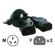 Comsol 3 Pin AUS Male to IEC-C13 Female/IEC-C13 Female Y Power Splitter Cable - 2 m