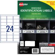 Avery Removable Label White L4773rev   24up 63.5 x 33.92mm Pkt 20