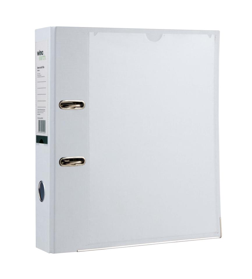 Winc Earth A4 Lever Arch File White with Clear Cover and Spine Insert