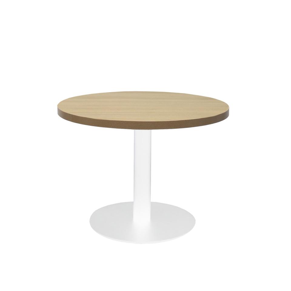 Rapidline Estillo Round Coffee Table  600dia Natural Oak Top with White Satin Base
