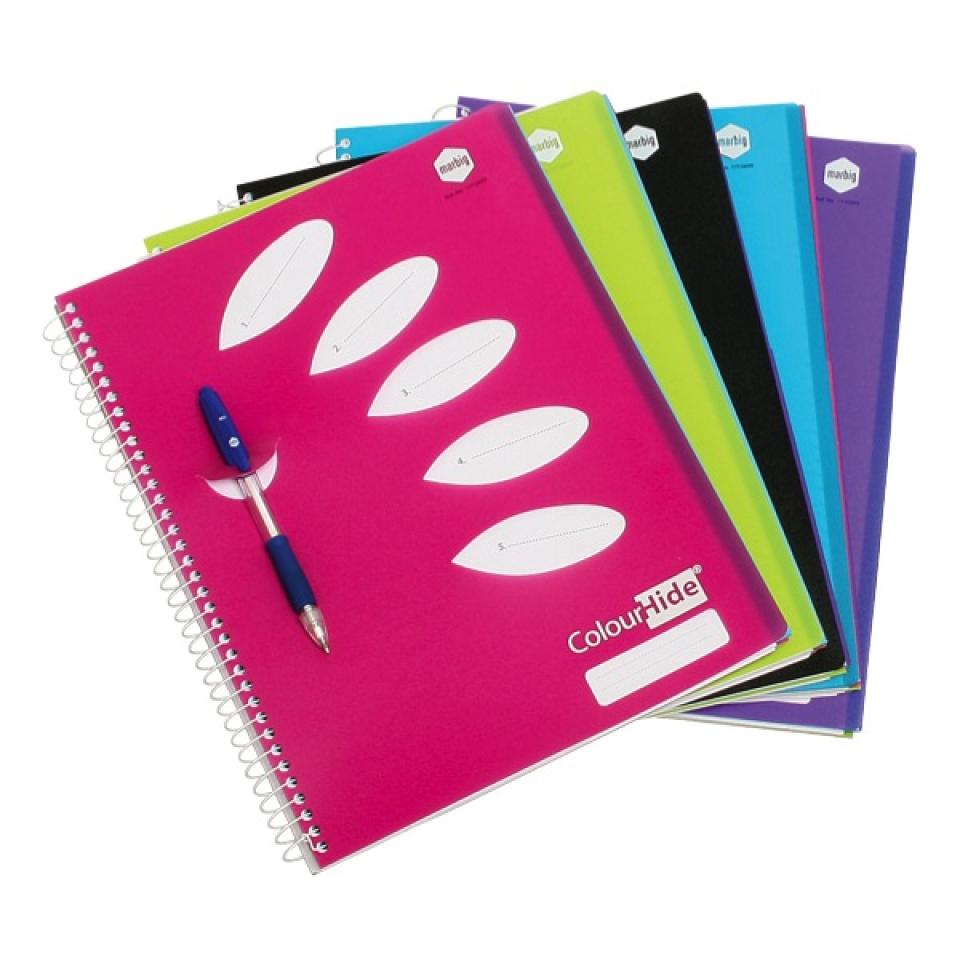 Marbig Notebook Colourhide A4 5 Subject 250 Assorted