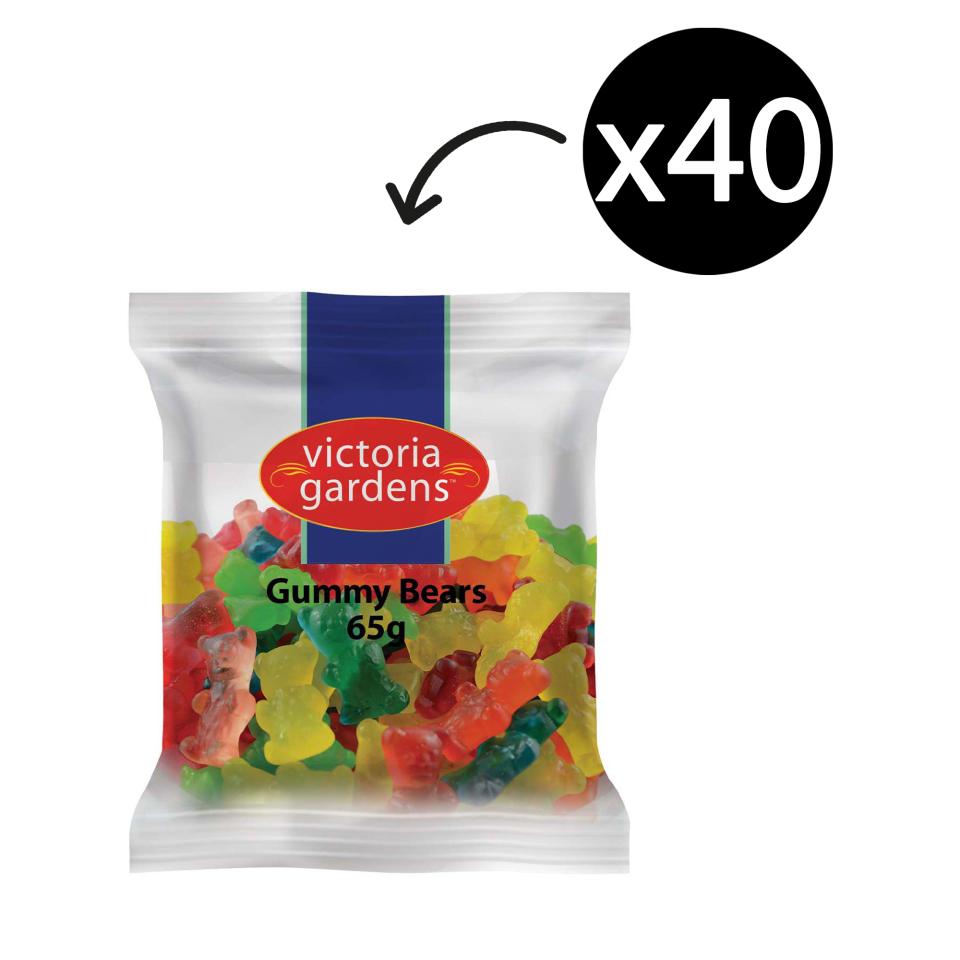 Victoria Gardens Gummy Bears Lollies Portion Control 65g Carton 40