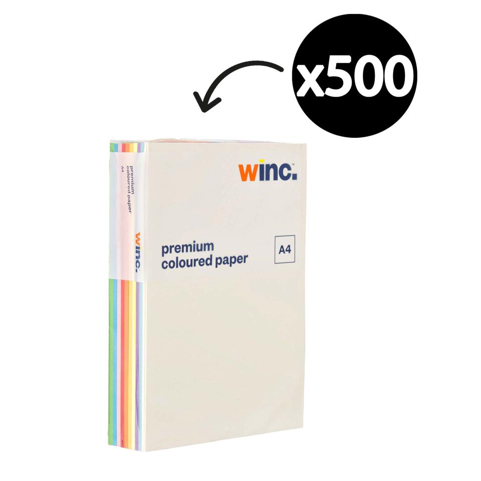Winc Premium Coloured Copy Paper A4 80gsm 10 Assorted Colours Ream 500