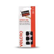 VELCRO Brand Stick On Hook and Loop 16mm Mini Dots Black Pack 15