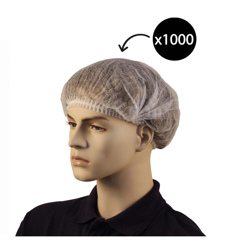 Disposable Crimped Hairnet White Carton 1000