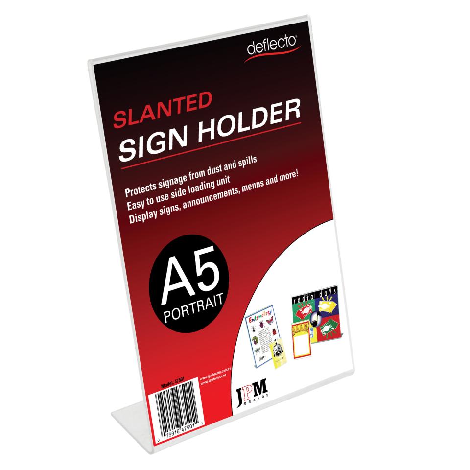 Deflect-O 47501 Menu/Sign Holder A5 Slanted