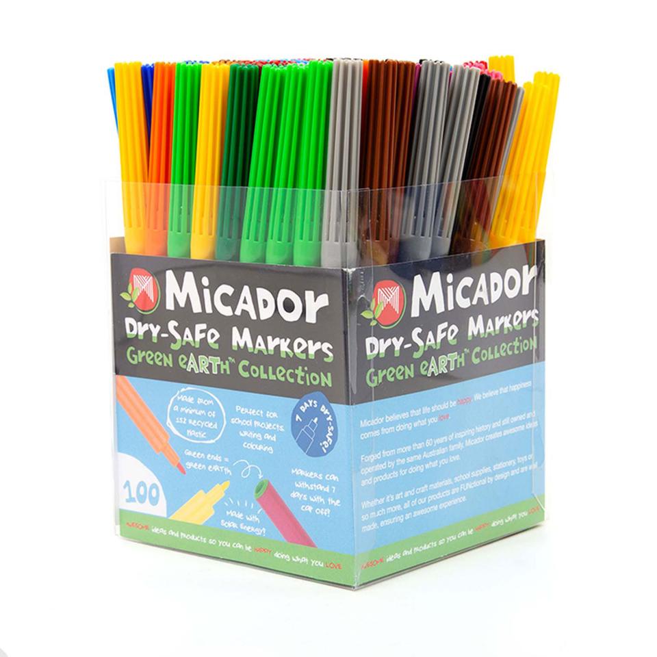 Micador Dry-Safe Coloured Markers Assorted Tub 100 Image