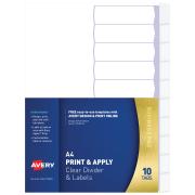 Avery Dividers A4 Polypropylene Print & Apply IndexMaker Label Clear 10 Tabs