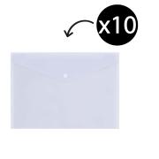 Winc Document Wallet Polypropylene Button A4 Clear Pack 10