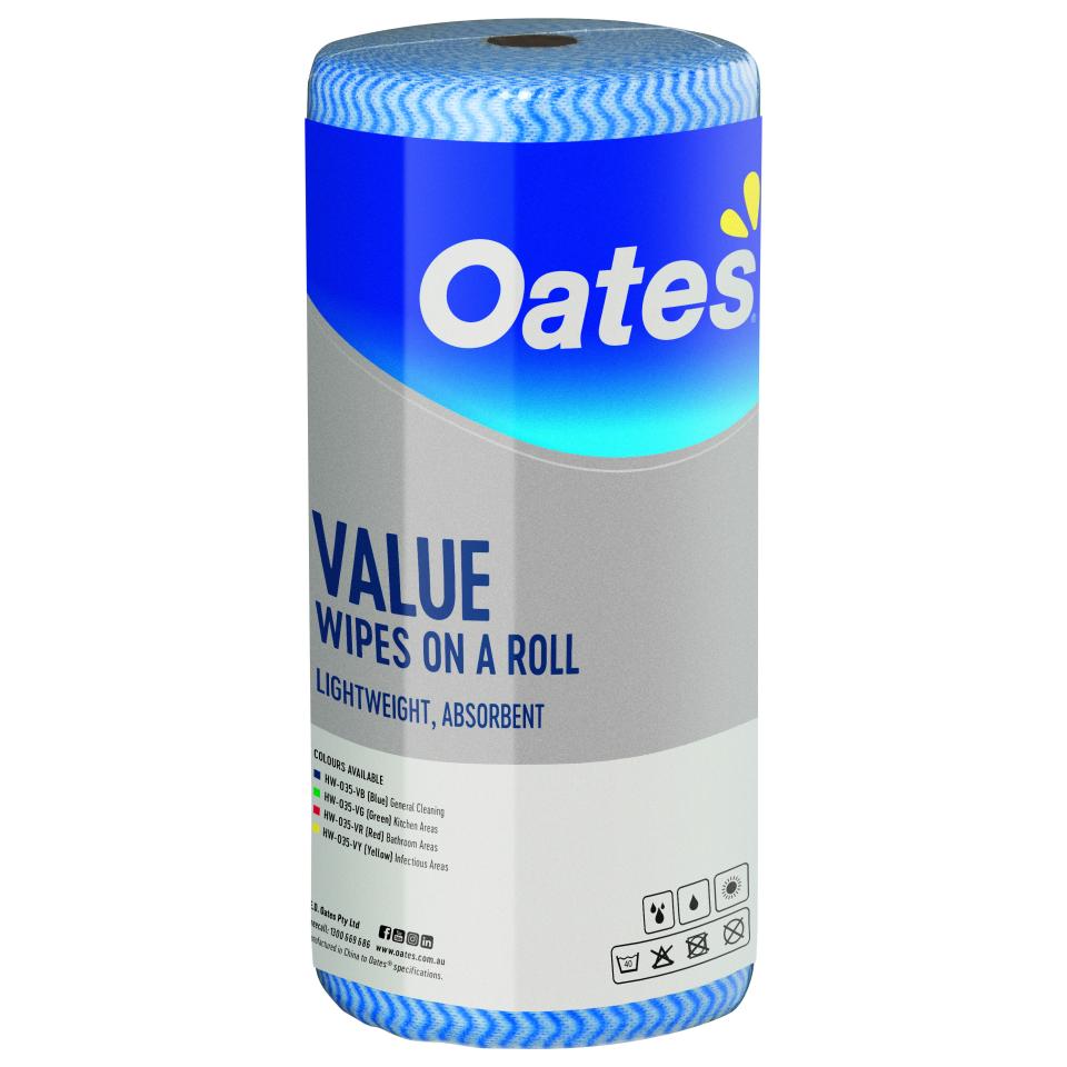 Oates Value Wipes On A Roll 30 x 50cm x 45M Blue Image