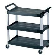 Rubbermaid Commercial Xtra Utility Cart 3 Shelf Open Sided Black